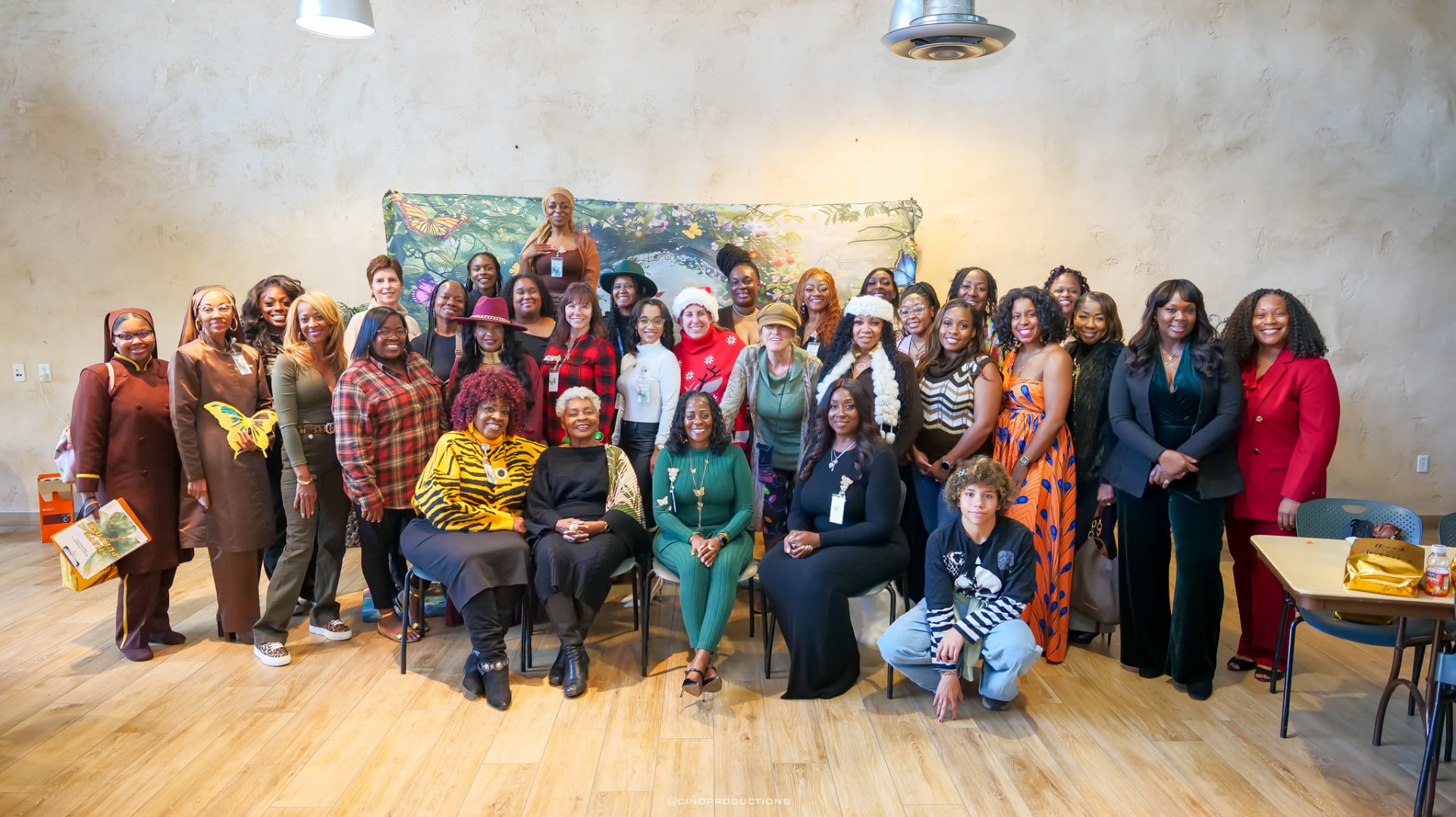 Large group portrait of women at a community appreciation gathering
